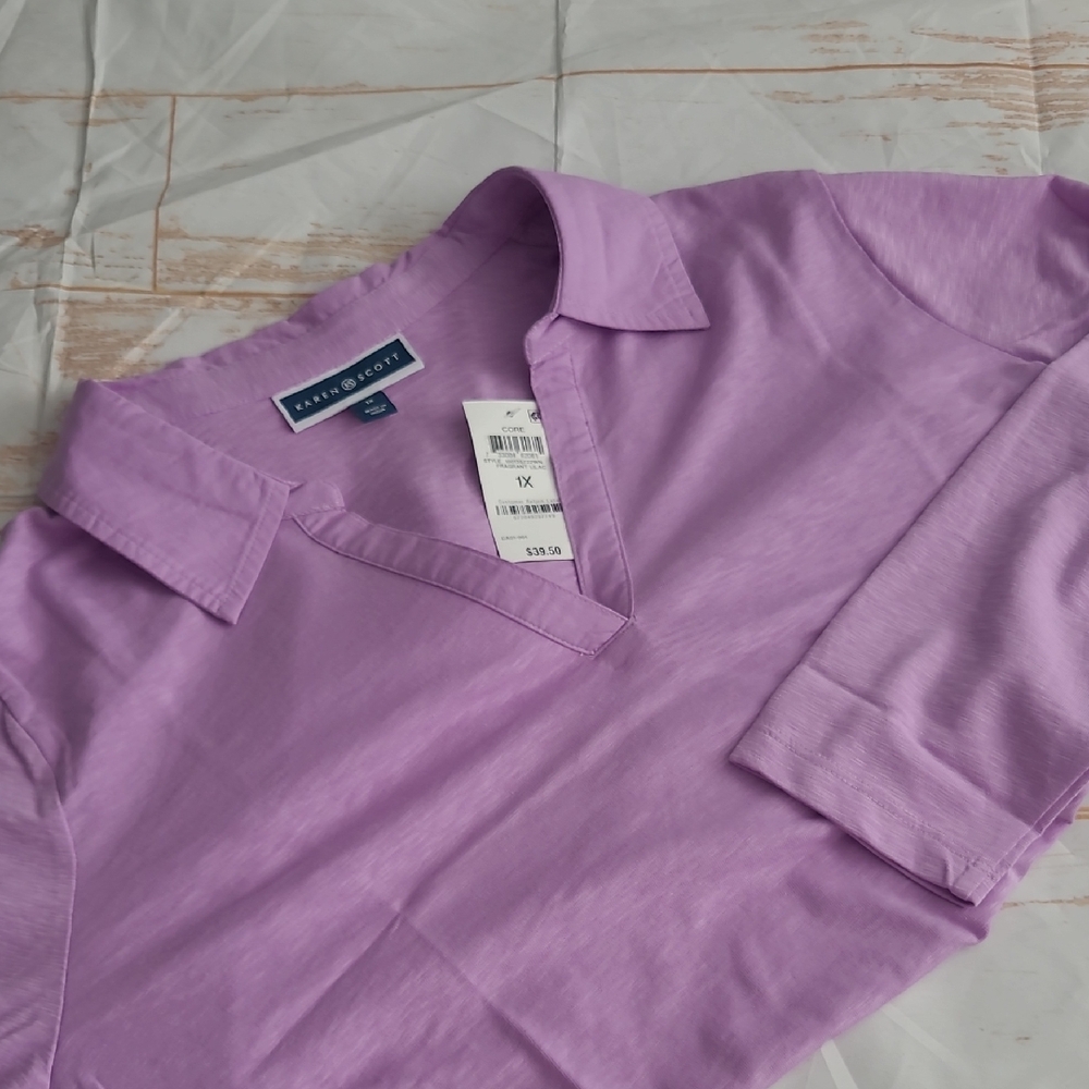Karen Scott .. 1X‎ .. Collar Long Sleeve